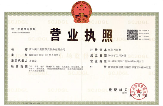 保安服务营业执照